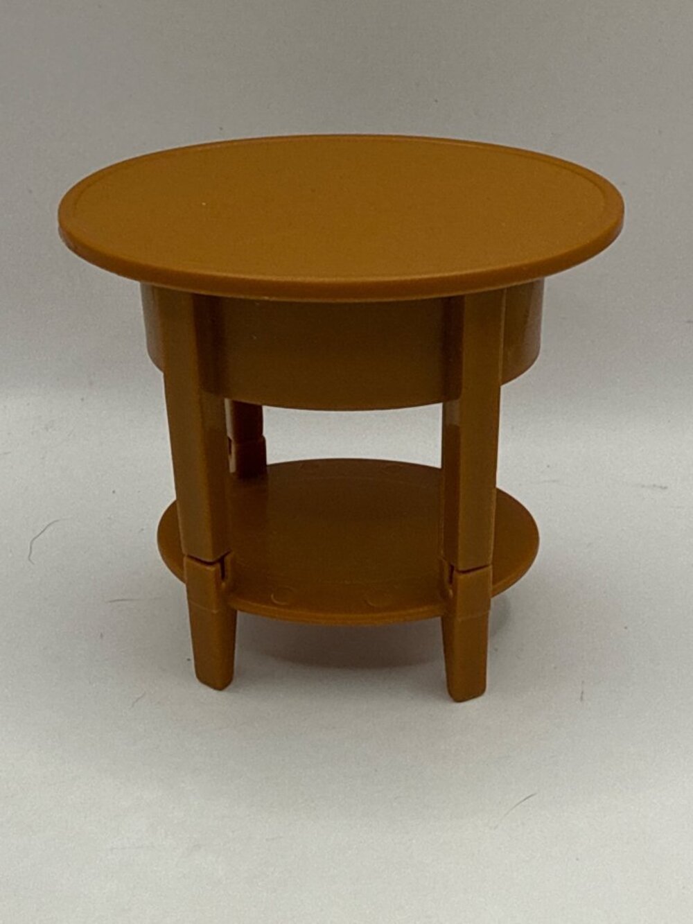 Vintage 2000s Barbie Brown Round Plastic Nightstand End Table Doll Furniture - Picture 3 of 4